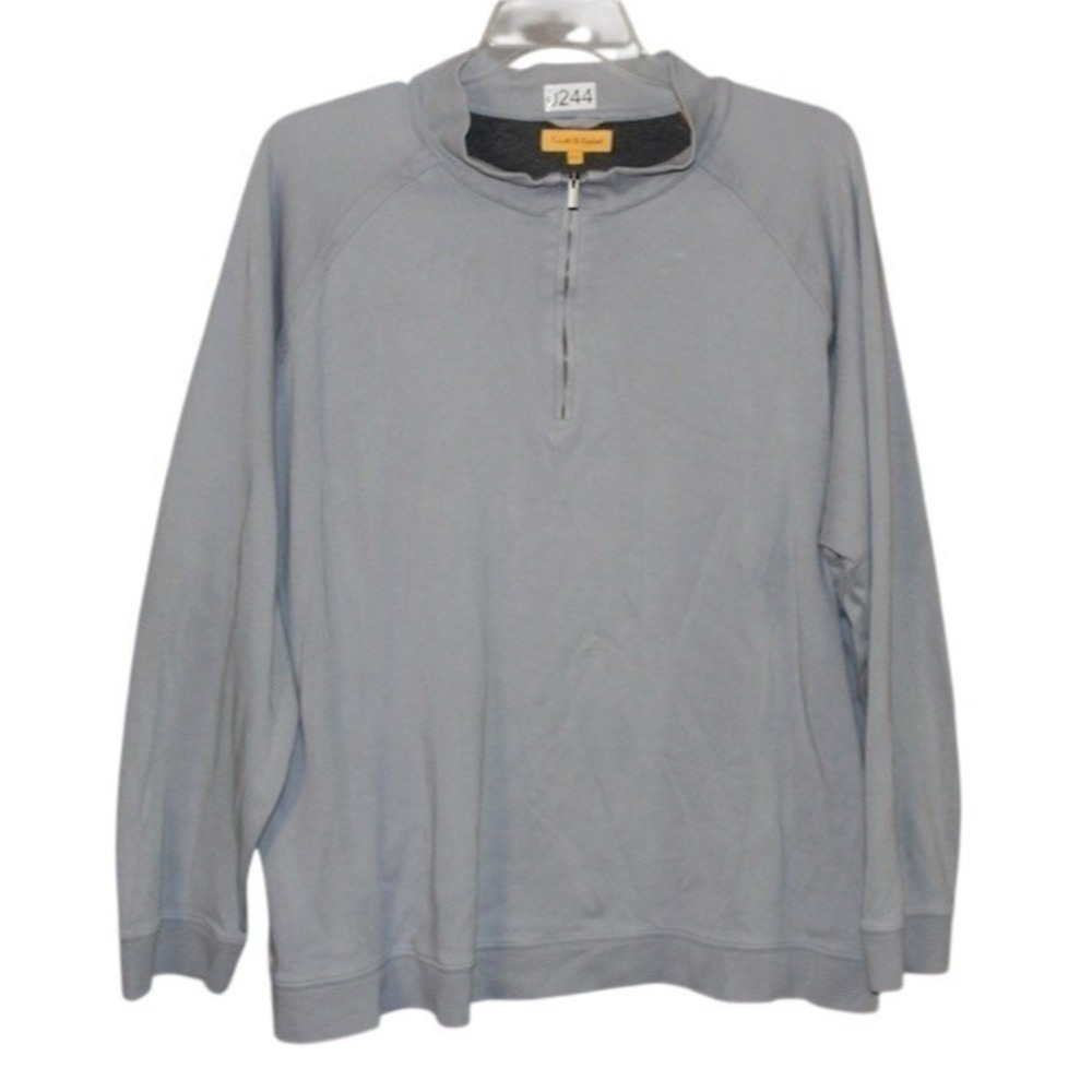 Tricots St. Raphael Sweater Mens 2XL Light Gray Quarter Zip Mock Neck